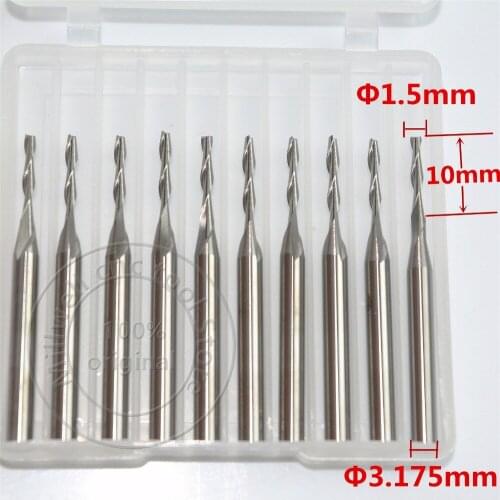 3.175mm*1.5mm*10mm,Freeshipping,CNC wood tools,carbide End Mill,woodworking insert router bit,Tungsten milling ,MDF,PVC,Acrylic