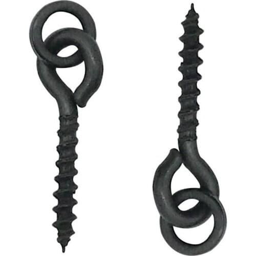 50pcs/lot Carp fishing boilies bait screw with solid ring holder bait stopper matte black link for rigs terminal tackle