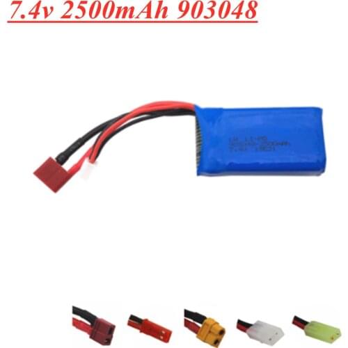 7.4V 2500mAh 903048 2S Lipo Battery For Wltoys V353 A949 A959 A969 A979 k929 7.4 V Battery T/JST/SM Plug For RC toys Cars parts