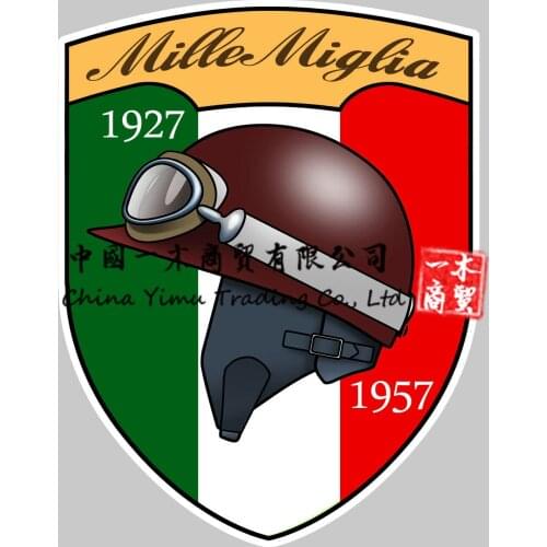Car Accessories For Autocollant Mille Miglia 1000 Racing Drapeau Italia Blason Sticker