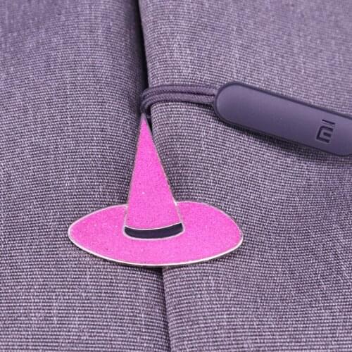 Glitter Kawaii witch hat enamel pin