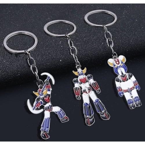 Cartoon Mazinger Z Enamel KeyChain Animal UFO Robot Grendizer Logo Keyring Men Boy Fans Accessories Gift jewelry