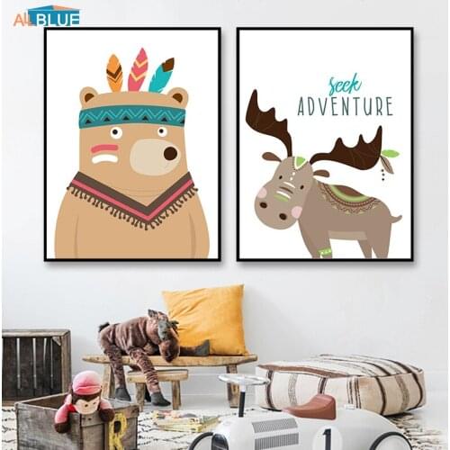 Canvas Art Print Kids Animal Posters And Prints Nursery Nordic Paintings For Living Room Wall Pictures For Baby Room Home Decor