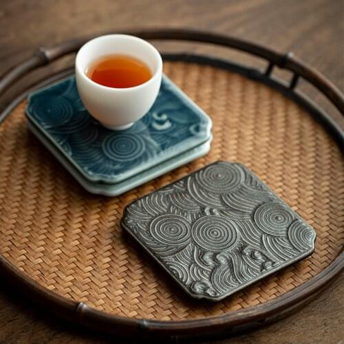 Afternoon Chinese Round Tea Tray Ceramic Handmade Table Tea Tray Decorative Accessories Bandeja Comida Vintage Trays DL60CP