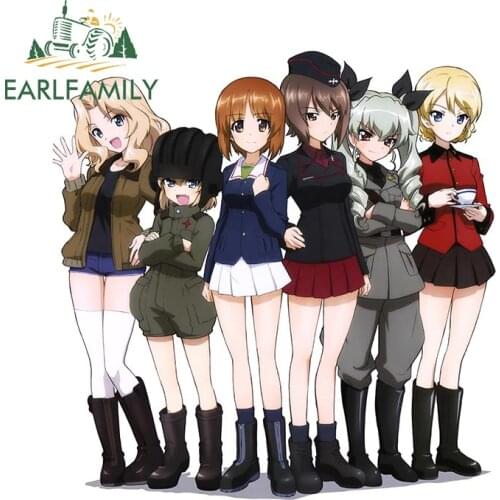 EARLFAMILY 13cm x 12.9 for Girl Und Panzer Car Stickers Sunscreen Fashion Decals Campervan Motorcycle Helmet Decor Car Styling