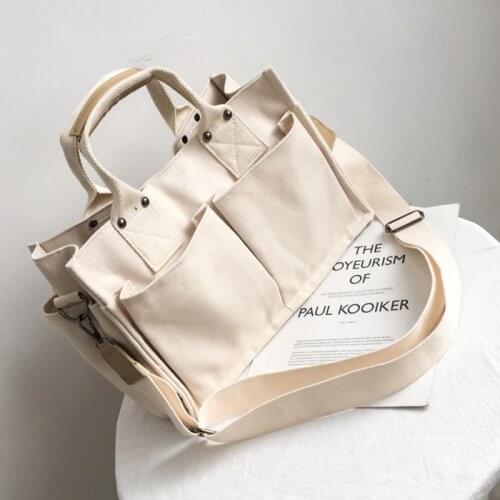 Canvas Womens Shoulder Bag Large capacity Handbags Women Bags Designer Multi-Pocket female big Tote Bag lady briefcase black