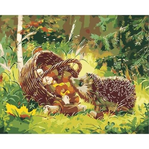 Paint By Numbers For Adults Children Hedgehog Picture DIY HandPainted Oil Painting Drawing On Canvas Home Decoration