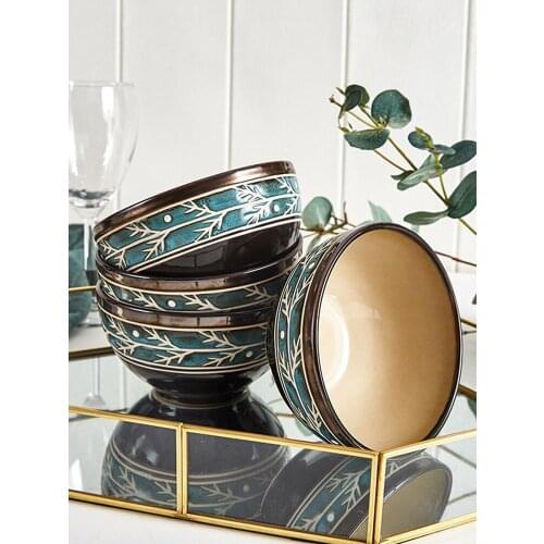 European-Style Bowl Plate Ceramic Tableware American Bowls, Dishes and Plates Tableware Household Creative and Slightly Luxury