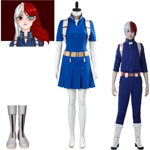2020 Anime Boku no Hero Academia Cosplay Costume My Hero Academia Todoroki Shoto Jumpsuits Unisex uniform wig shoes Halloween