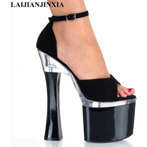LAIJIANJINXIA Party Women New Sexy Pole Dance Sandals 18 CM High-Heeled Shoes 7 inch Cross Ankle-Strap High-Heeled Dance Sandals