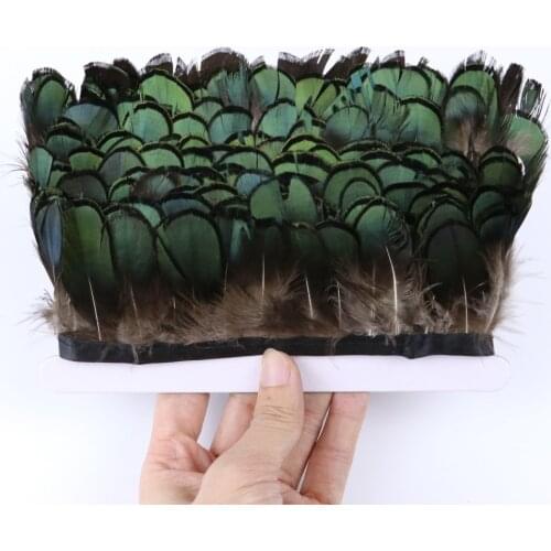 1 meter Natural Pheasant Feather Trim Chicken feather Ribbon Width 4-6cm Halloween Carnival Dress Sewing Accessory Decor Ribbon