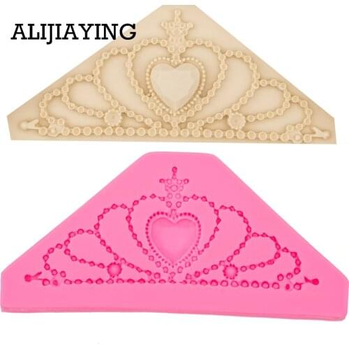 M0531 1Pcs 3D Crown Cake Silicone Baking Molds Tiara Cake Border Fondant Cake Decorating Tools DIY Gumpaste Chocolate Moulds