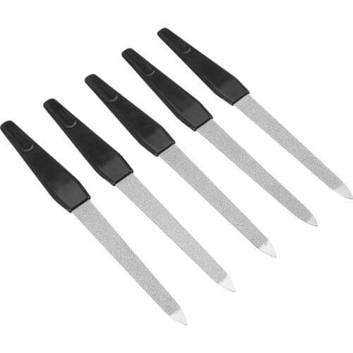 Mayitr 5pcs Double Sided Plastic Handle Metal Nail Files Pro Manicure Pedicure Tool For Nail Art