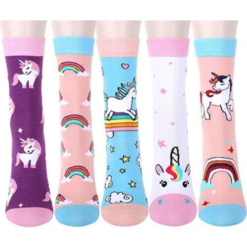 Fashion Colorful Cute Rainbow Personalized Color Matching Womens Gift Casual Funny Happy Elastic Harajuku Socks