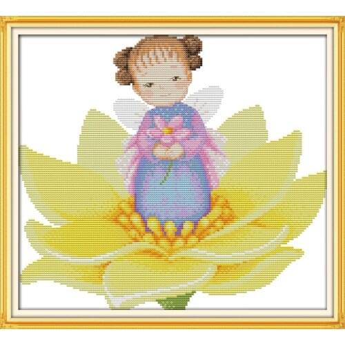 Lotus fairy cross stitch kit people 18ct 14ct 11ct count print canvas stitches embroidery DIY handmade needlework
