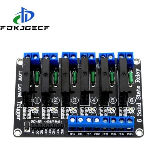 Low Level 5V 6 Channel Solid State Relay Module SSR G3MB-202P 240V 2A Output with Resistive Fuse For Arduino 6 Way