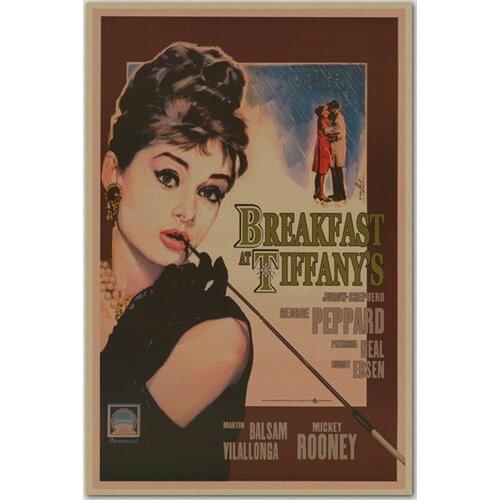 Nostalgic Vintage Audrey Hepburn USA classic old movie posters retro old paper living room wall picture core 42*30CM