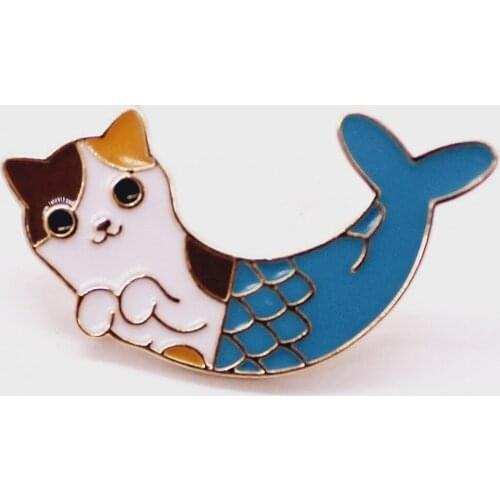 2020 New Japanese and Korean style Enamel Mermaid beauty cat brooch fashion pin collar pin badge
