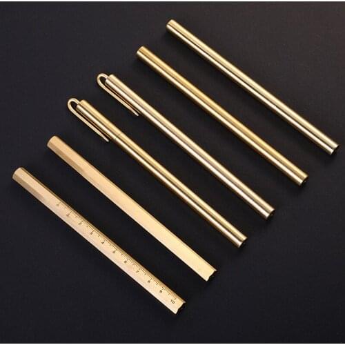 Wholesale Retro Cylindrical Pen Clip 10 PCS PER SET Metal Brass Pen Retro Stationery Business Office Supply
