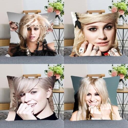 Custom Pixie Lott Zipper Pillowcase Home Decoration Satin Fabric Square Pillowcase 40x40cm Bedroom Pillow Cover 0511