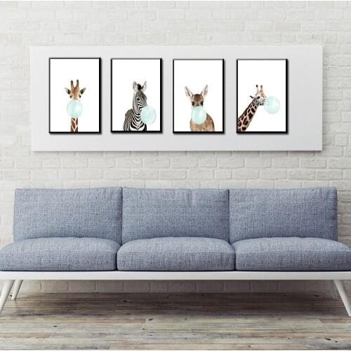 Simple Wall Painting Balloon Elephant Kangaroo Koala Animal Airbrush Poster Decorative Painting cuadros decoracion dormitorio