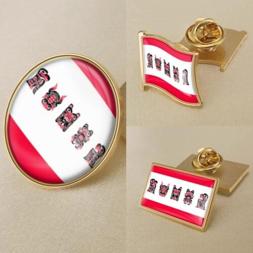 Teslin Tlingit Council of Canada Flag National Emblem Brooch Badges Lapel Pins