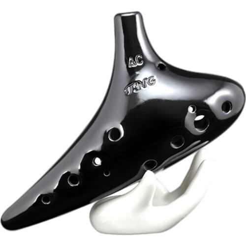 TNG 12 Holes Black Pottery Ocarina Alto C Soprano C F Ocarina Musical Instruments handmade Dolomite Ceramic Music instrumento TW