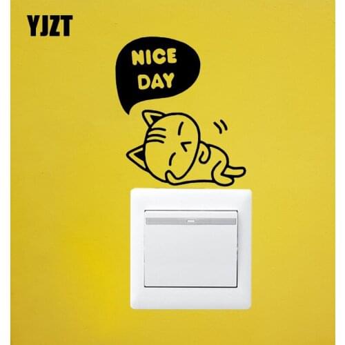 YJZT NICE DAY Vinyl Wall Decal Switch Sticker Cartoon Animal Pattern Cat Kids Room Decor 17SS0323