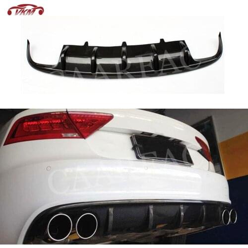 Carbon fiber Rear Lip Diffuser Hugger Spoiler For Audi A7 S7 Sline Sport 2012- 2018 Fins Shark Style Skid Plate Car Bumper Guard