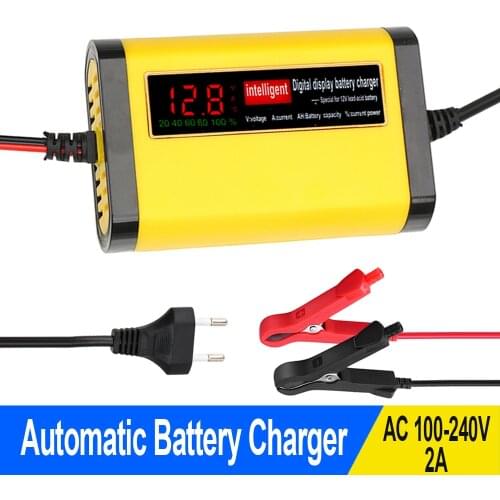 Full Automatic Car Battery Charger 2A Intelligent Fast Power Charging Digital Display 3 Stages Lead Acid AGM GEL Battery-charger