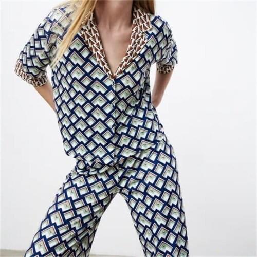 ZXQJ Women 2021 Fashion Oversized Floral Printed Drape Blouses Vintage Short Sleeve Button-up Female Shirts Chic Tops