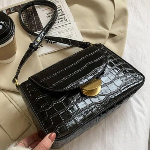 Crocodile Pattern Womens Designer Luxury Shoulder Crossbody Bags for Women PU Patent Leather Solid Color Handbag Messenger Bag