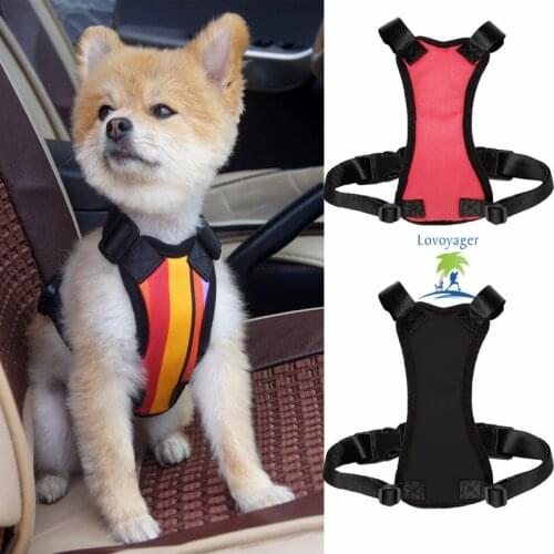 Pet Dog Car Safety Seat Belt Dog Harness Vest Adjustable Travel Car Collar Leashes Clip Black Red