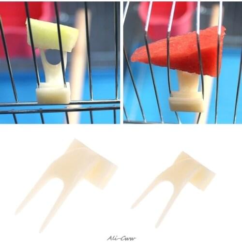 2Pcs/Lot Birds Pet Supplies Parrots Fruit Forks Plastic Food Holder Feeding Bird Cage Accessories Food Fork