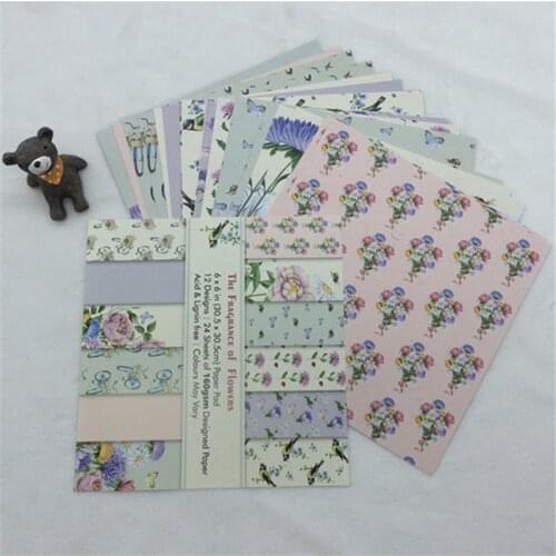 24 Sheets Beautiful Theme Paper Crafts Scrapbooking Craft Card Making DIY Origami Art Vintage and Floral Style