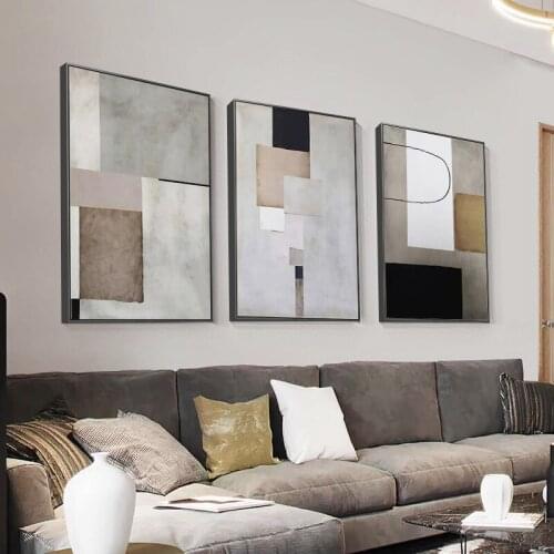 Industrial Style Canvas Painting Abstract Geometric Posters and Prints Minimalist Wall Art Pictures for Living Room Home Decor