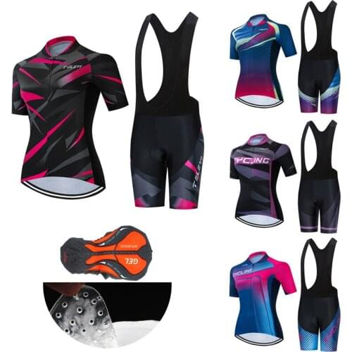 Free Shipping 2021 Women Cycling Clothing Bib Shorts Summer Road Bike Jersey Set Gel Pants Bicycle Clothes MTB Dress Uniform Kit