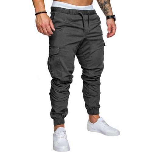 2020 Men New Casual Cargo Pants Plus Size Sport Joggers Trousers Black Fitness Gym Clothing Pockets Leisure Sweatpants
