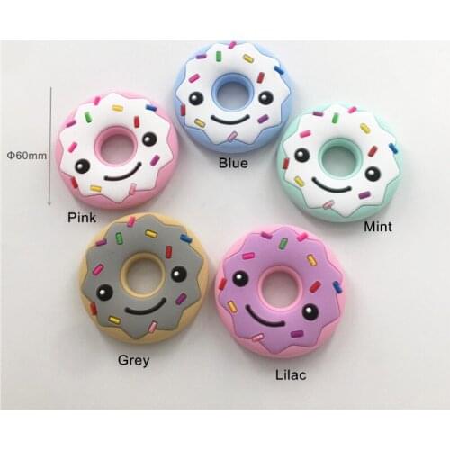 Chenkai 50PCS BPA Free Silicone Donut Teether DIY Baby Shower Pacifier Dummy Pendant Nursing Jewelry Crafts Toy Accessories