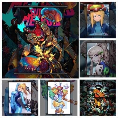DIY Diamond Painting METROID Samus Aran Anime Mosaic Cross Stitch Kits Christmas Room Decoration Diamond Embroidery Full Round