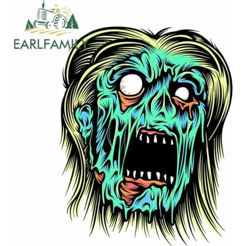 EARLFAMILY 13cm x 10.5cm for Green Zombies Scream Horribly Deal VAN Graphics Windshield Personality Car Stickers Vinyl Car Wrap