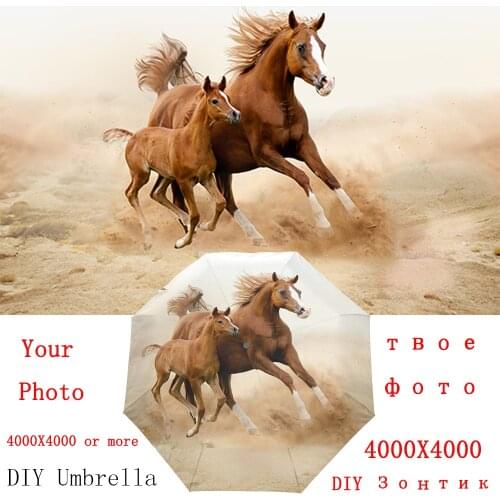 Custom Design Folding Umbrella Sunny and Rainy Umbrella Full-automatic DIY UV Protection Umbrellas for Gift