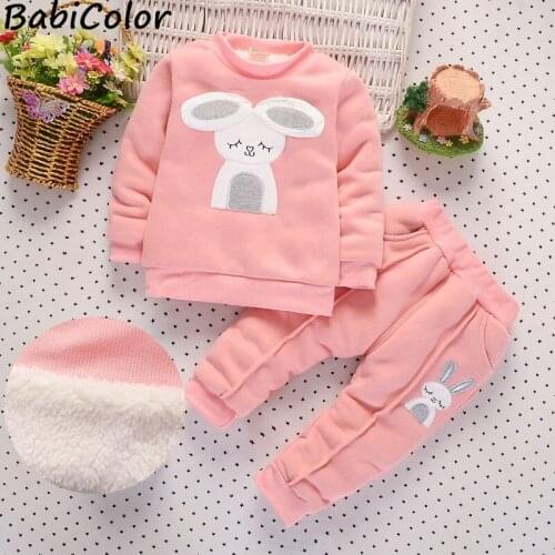 Newborn Girls Clothing Set 2020 Autumn Winter Toddler Warm Sweatshirt Rabbit Set Bebe Cartoon Wear infant Warm Outfits