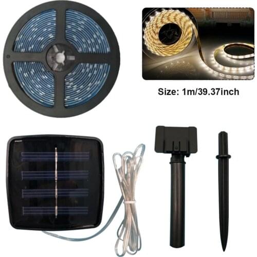 Ribbon Street Lawn Patio LED Strip Light Garden Decor Solar Powered Easy Install Flexible Free Cut Outdoor Waterproof Smart