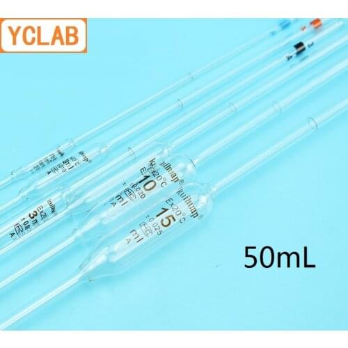 YCLAB 50mL Volumetric Pipettes Glass Class A with One Mark and Belly Laboratory Chemistry Equipment