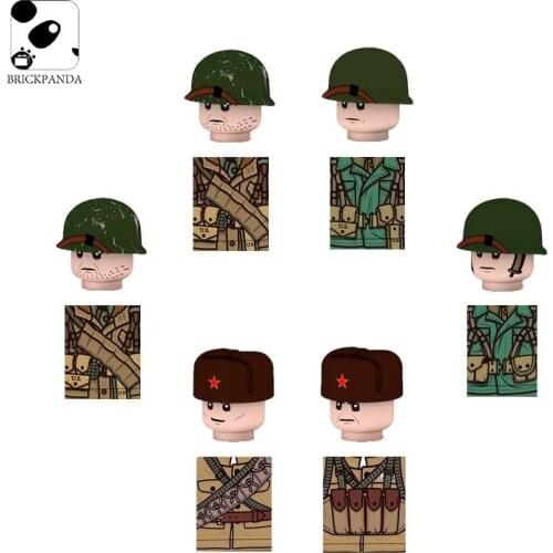 Military Building Blocks Figures USA Army Soldiers Weapon Parts Korean War Chinese Volunteers WW2 Mini Bricks Accessory Kid Toys