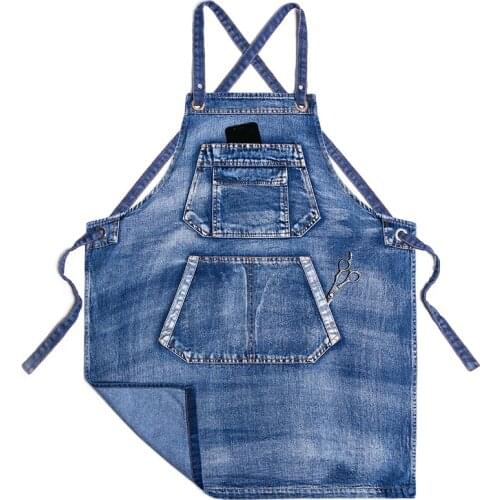 Nordic fashion denim apron kitchen stain resistant and stain resistant restaurant coffee milk tea shop creative work clothes cus
