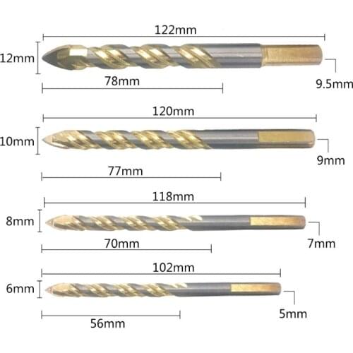 Q9QF Drill Bit Set Durable Professional Drilling Bits for Tile Glass Ceramic Brick Wood with Triangle Handle Hole Opener