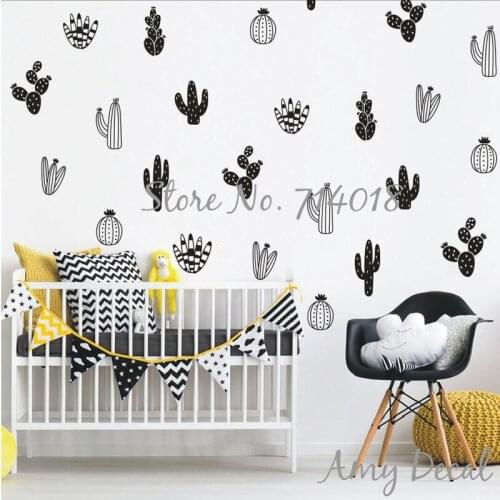 Cactus Wall Decals Woodland Tribal Cactus Wall Stickers for Kids Room Boy Nursery Decor Art Succulent and Cacti Wall Tattoo A813