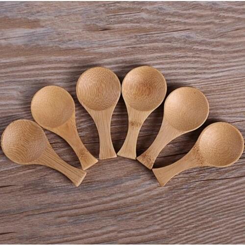 Natural Mini Bamboo Spoon Mini Short Handle Tea Spoon Coffee Beans Salt Tea Scoop SN3354